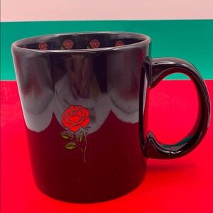 2017 Silver Buffalo Black Mug With Simple Red Rose And Interior Red Rose Design